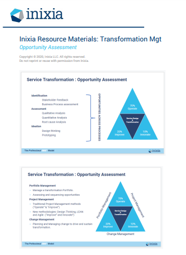 Inixia Foundations - Resource Materials: Transformation Management, Opportunity Assessment
