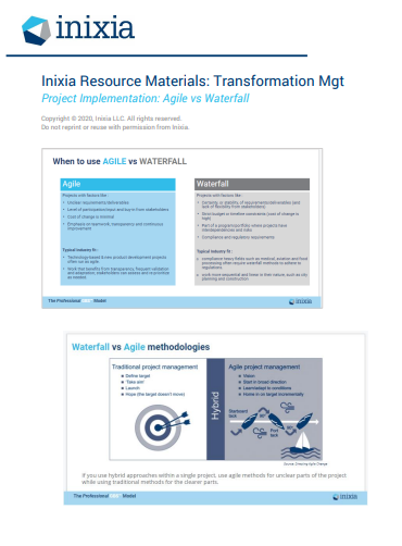 Inixia Transformation Management - Agile Vs Waterfall
